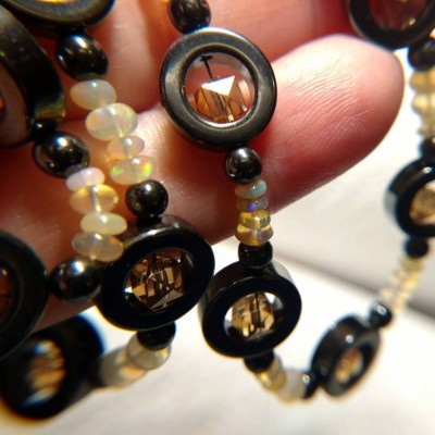 Opal, hematite and Czech bead necklace.jpg