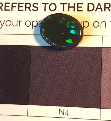 And the N4 Black Opal against the comparison chart.  This one exactly matches the chart to the eye, looks a bit different in a pic...